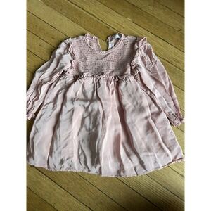 ZARA Dress Girls Size 2T 3T Dusty Pink Mauve Smocked Ruffle Toddler